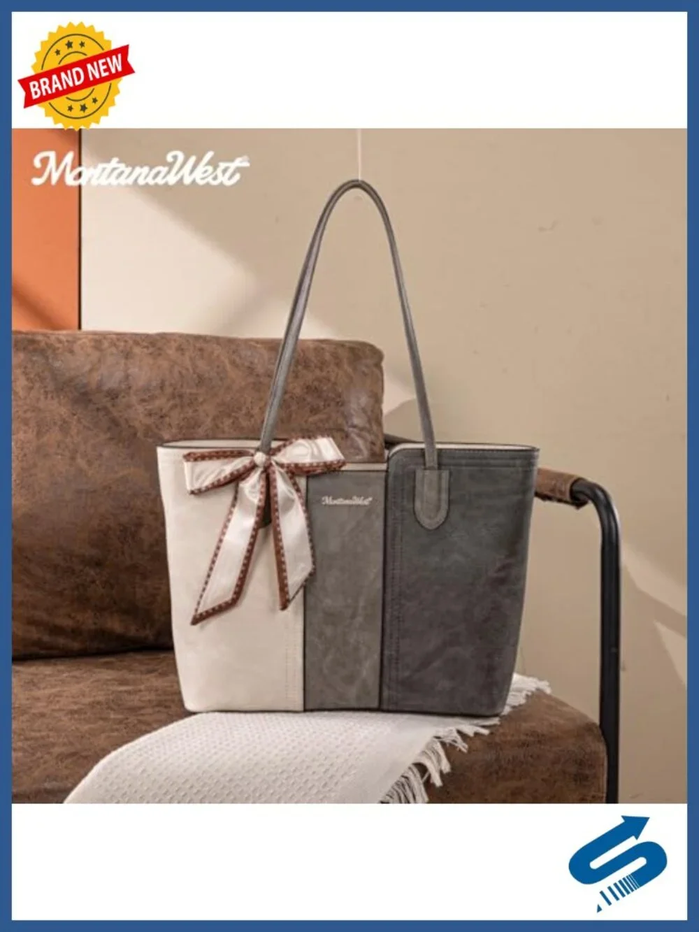 Faux Leather Top Handle Satchel Tote with Scarf